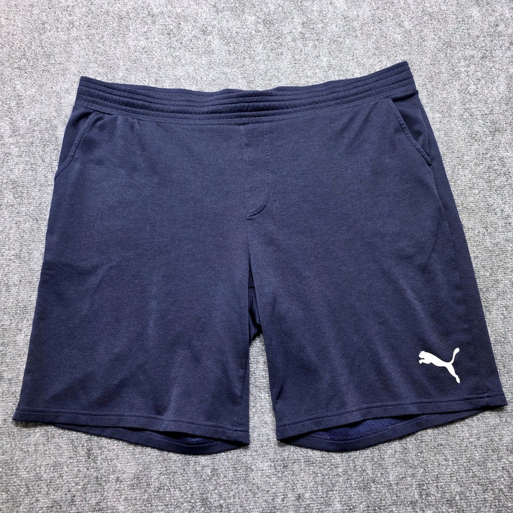 Puma Men's XXL Navy Blue Athletic Training Shorts Gym Running Pocket Lightweight